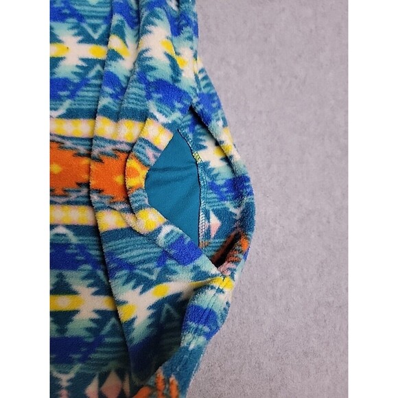 RF Brand Shirt Shacket Mens L Aztec Fleece Orange Blue Yellow Snaps Pockets READ - Picture 12 of 16